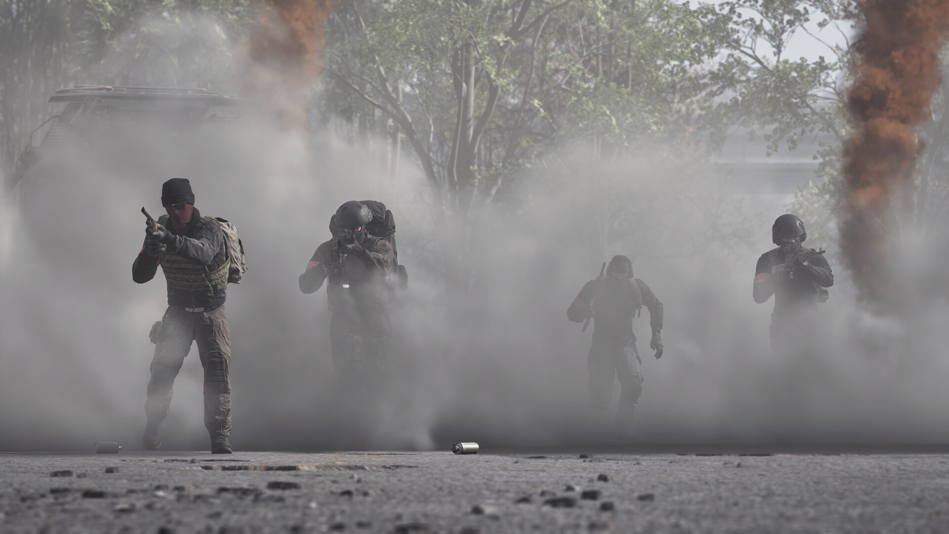 WARDOGS-operators bewegen door rook